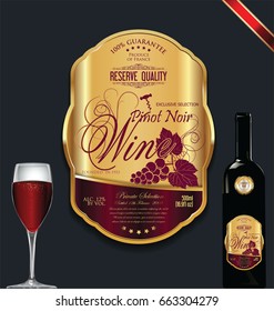 Luxury golden wine label vector illustration