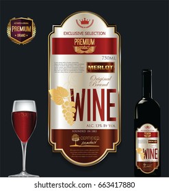 Luxury golden wine label vector illustration