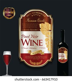 Luxury golden wine label vector illustration