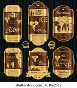 Luxury golden wine labels collection