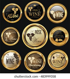 Luxury golden wine labels collection