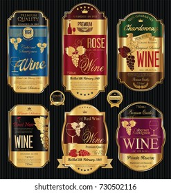 Luxury golden wine labels collection