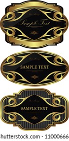 Luxury gold-framed labels vector set