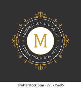 Luxury graceful monogram emblem template. Vector illustration. Stylish monogram emblem template. Elegant frame ornament logo design.