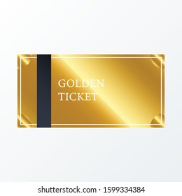Luxury gradient gold ticket and coupon template vintage vector isolated.