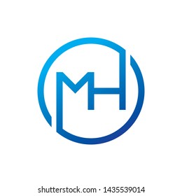 Luxury gradient letter MH logo design with line style for personal identity and business name