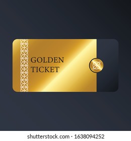 Luxury gradient mesh gold ticket and coupon template vintage vector isolated.