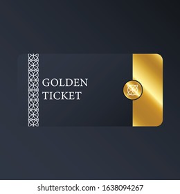 Luxury gradient mesh gold ticket and coupon template vintage vector isolated.