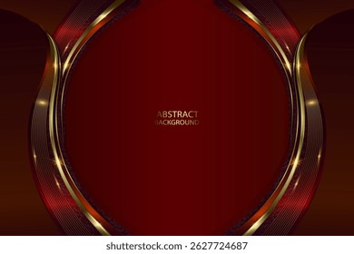 LUXURY GRADIENT RED ABSTRACT BACKGROUND WITH GOLDEN LINES. ELEGANT RED ABSTRACT BACKGROUND VECTOR. EPS VECTOR ILLUSTRATION.