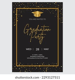 luxury graduation party poster invitation  with graduation cap hat vector template