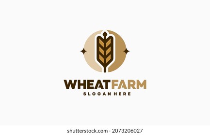 Concepto del logotipo del trigo de grano de lujo, icono del vector del logotipo del trigo agrícola