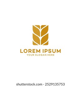 Conceito de logotipo de trigo de grão de luxo, logotipo de trigo agrícola Modelo ícone do vetor