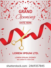 Luxury Grand Opening with Attractive Red ribbon