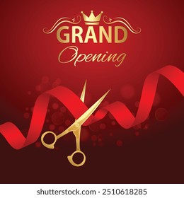 Luxury Grand Opening with Attractive Red Ribbon 