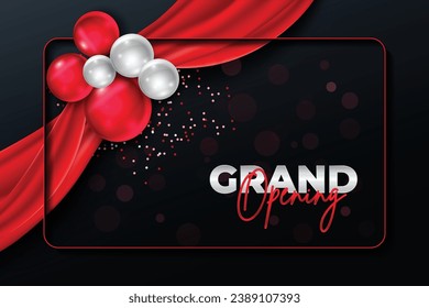 Luxury Grand Eröffnungszeremonie Einladung Event Poster Design-Vorlage mit rotem silbernem realistischen 3D-Ballons Banner-Hintergrund