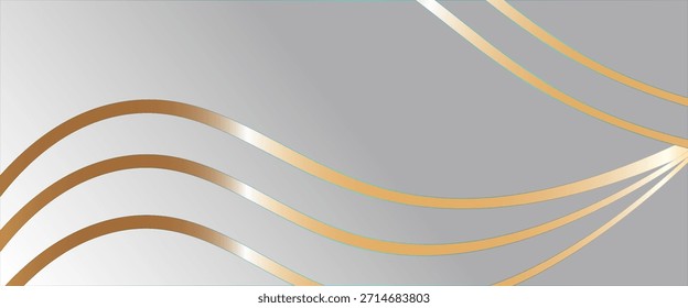 Fondo gris y oro de lujo con líneas de oro y estilo de corte de papel. Fondo gris y oro de Premium para premios. Vector