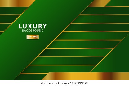 luxury green abstract vector background with gold line,digital template.