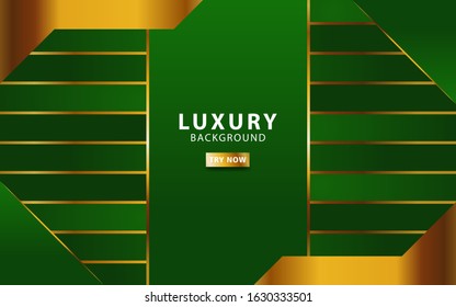 luxury green abstract vector background with gold line,digital template.