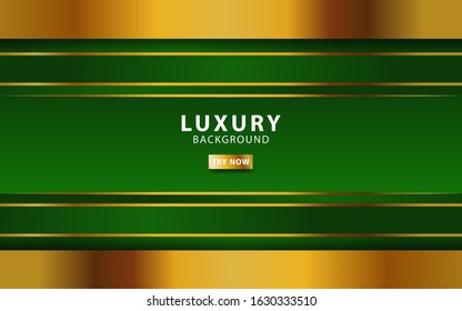 luxury green abstract vector background with gold line,digital template.