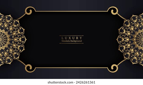luxury green background, with gold mandala