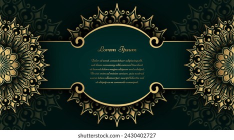 luxury green background, with gold mandala