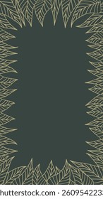 Luxury green background with Leaves pattern foliage. copy space central, portrait.