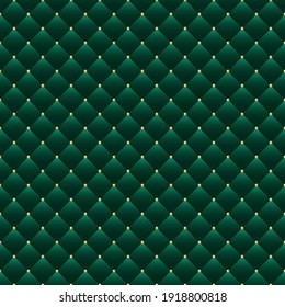 Luxury green background in retro style with golden beads. Seamless vector illustration. 