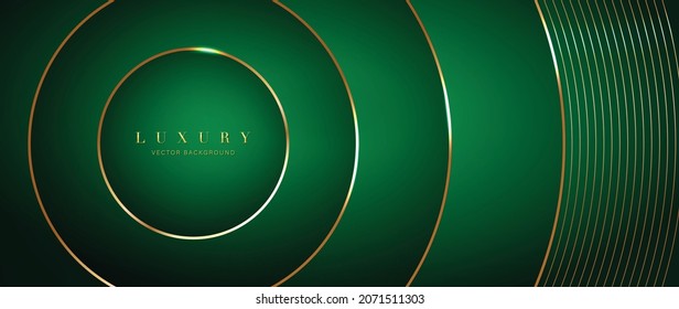 Luxury Green background vector. Abstract emerald and golden lines background with glow effect. Modern style wallpaper for poster, ads, sale banner, business presentation and packaging design.