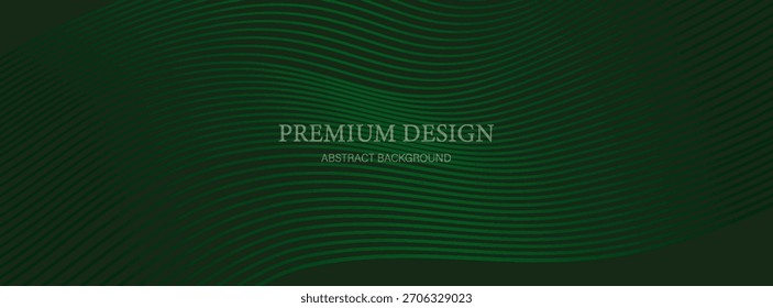 Luxury green background with wave glowing green lines lighting effect sparkle. Template premium award ceremony design. Vector illustration