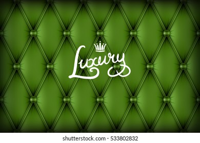 Luxury green Buttoned leather seamless pattern. Vector background