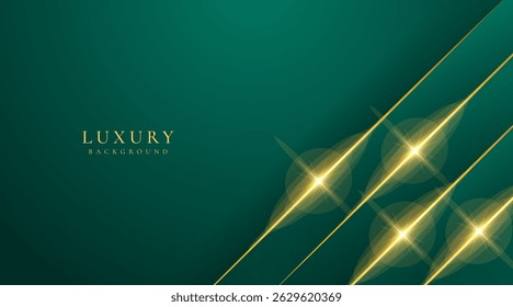 Fundo verde escuro de luxo combinam com linhas douradas brilhantes. Fundo texturizado de camada sobreposta