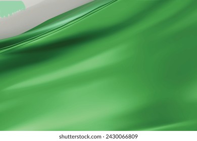 The luxury of green fabric texture background. Closeup of rippled silk fabric. Stacked silk fabrics. Green background. 3D vector illustration.