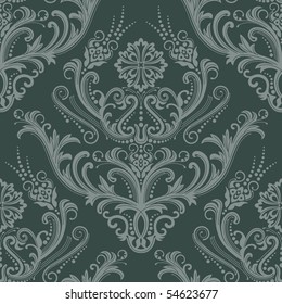 Luxury green floral damask wallpaper