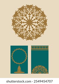 luxury green gold affirmation card and mandala