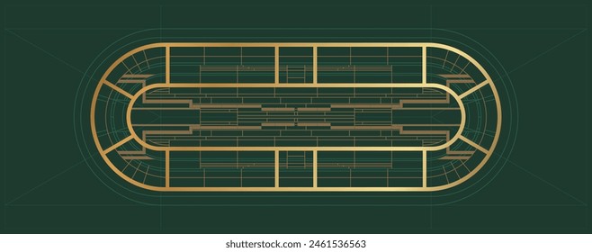 Vector de fondo de patrón de Formas geométricas de lujo verde y oro. Diseño de póster art deco abstracto elegante. Ilustración vectorial.