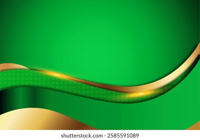 Luxury green Graded Background With Gold Shades Forming Waves