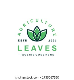 Diseño de logotipo de vectores de hoja verde de lujo con líneas delgadas modernas para granjas y boutique de belleza
