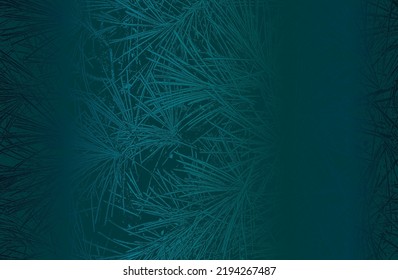 Luxury green metal gradient background with distressed closeup pine cones and needles texture. Vector illustration