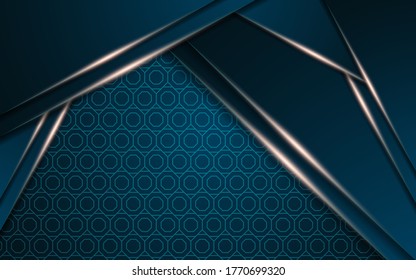 luxury green premium abstract vector background banner, with golden light lines in geometry texture pattern, elegant decoration.