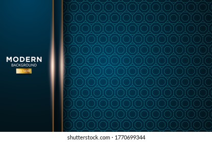 Luxury Green Premium Abstract Vector Background Banner, With Golden Light Lines In Geometry Texture Pattern, Elegant Decoration.