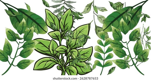 Luxury green summer tropical seamless pattern with green monstera leaves, fern and other tropical plants. Floral print, vector illustration. modern background ilustration eps 10