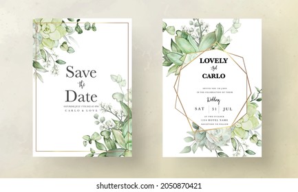Luxury greenery wedding invitation card floral