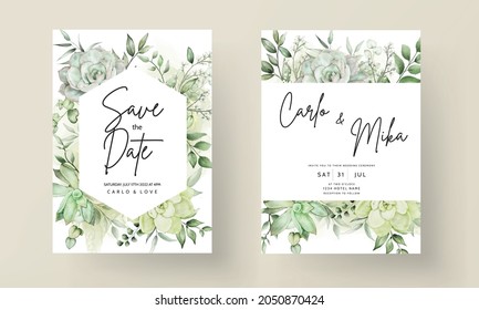 Luxury greenery wedding invitation card floral