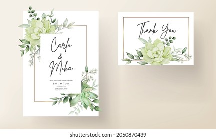 Luxury greenery wedding invitation card floral