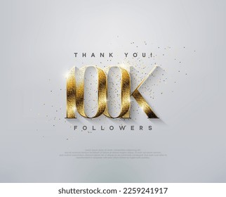 Luxury greeting 100k followers thank you, with elegant gold numbers. Premium vector for poster, banner, celebration greeting. svg