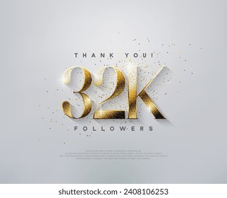 Luxury greeting 32k followers thank you, with elegant gold numbers.