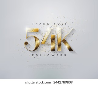 Luxury greeting 54k followers thank you, with elegant gold numbers.