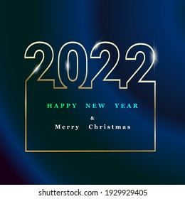 luxury greeting card Happy New Year and Merry Christmas 2022 on a dark background using frame .Vector illustration