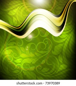 Cartão de felicitações de luxo. Vetor. Com ornamento sem costura. eps 10. Verde.