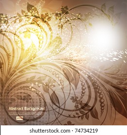 Luxury greeting spring card. Floral ornament with flower for summer design. Eps 10.
